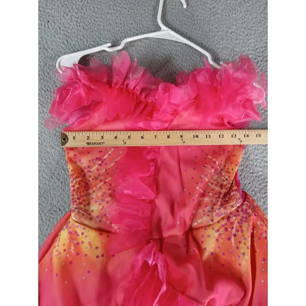 Wicked Glinda Ball Gown Costume Kids Medium (7-8) Dress Oz Dust Pink Orange NWOT
